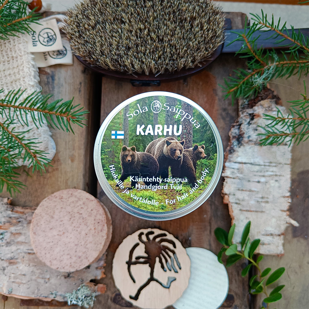 Matkarasiasetti Karhu & KarhuMarja-saippua